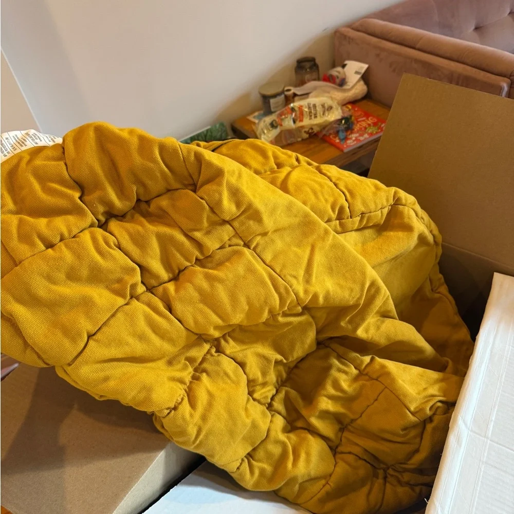 Large Savannah Yellow Kids Puffy Lounge Barrel Chair COVER (Crate & Barrel)